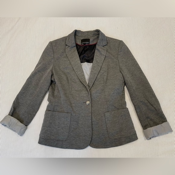 Cynthia Rowley Unstructured Blazer in Grey with Pinstripe Lining, Size M - Picture 2 of 8